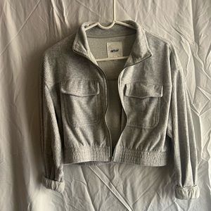 Light grey corduroy cropped jacket with pockets
